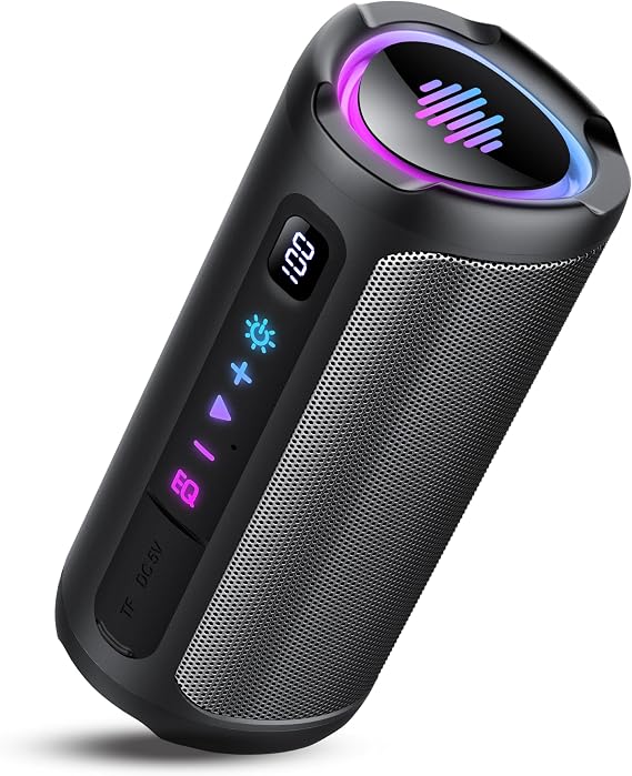 aowoka Bluetooth Speaker, Portable Wireless Bluetooth 5.4 Speaker, 20W Stereo Sound, Deep Bass, LED Display, 20H Playtime, IPX7 Waterproof, TWS Pairing for Outdoor, Party, Travel