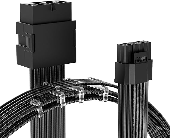 AsiaHorse 12VHPWR Adapter Cable Extension, 600 Watts Rated 12+4-Pin (16-Pin) Female to Male PCIe Extension Cable, Compatible with RTX 3090Ti 4070ti 4080 4090, 3CM Length (Black)