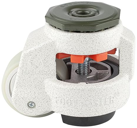 FOOTMASTER GD-80S-1/2-UW Urethane Wheel and NBR Pad Leveling Caster, 1100 lbs, Stem Mounted with 0.5" Mounting Hole Diameter, Ivory Finish