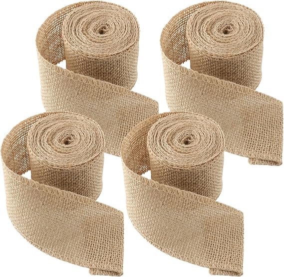 Hessian Ribbon, 4 Pack Burlap Ribbon 4.5m Brown Ribbons for Gift Wrapping Vintage 4cm Wide Jute Ribbons for DIY Craft and Decorations