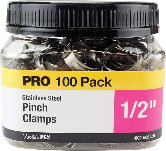 ApolloPEX 1/2" Stainless Steel PEX Barb Pinch Clamp (100-Pack)