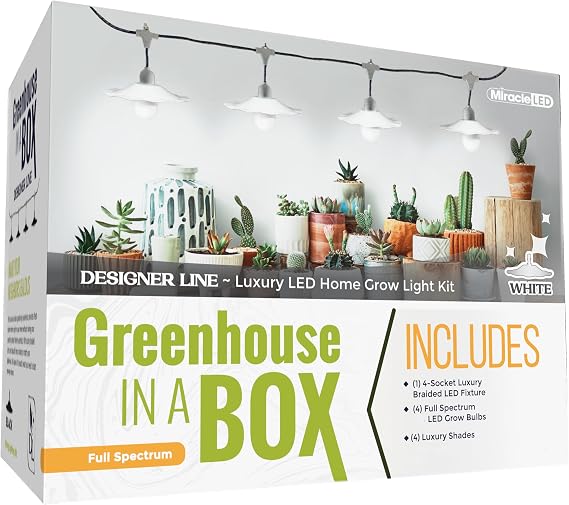 Miracle LED Grow with Elegance 4-Socket & White Shade (6.5KK Full Spectrum Edition)