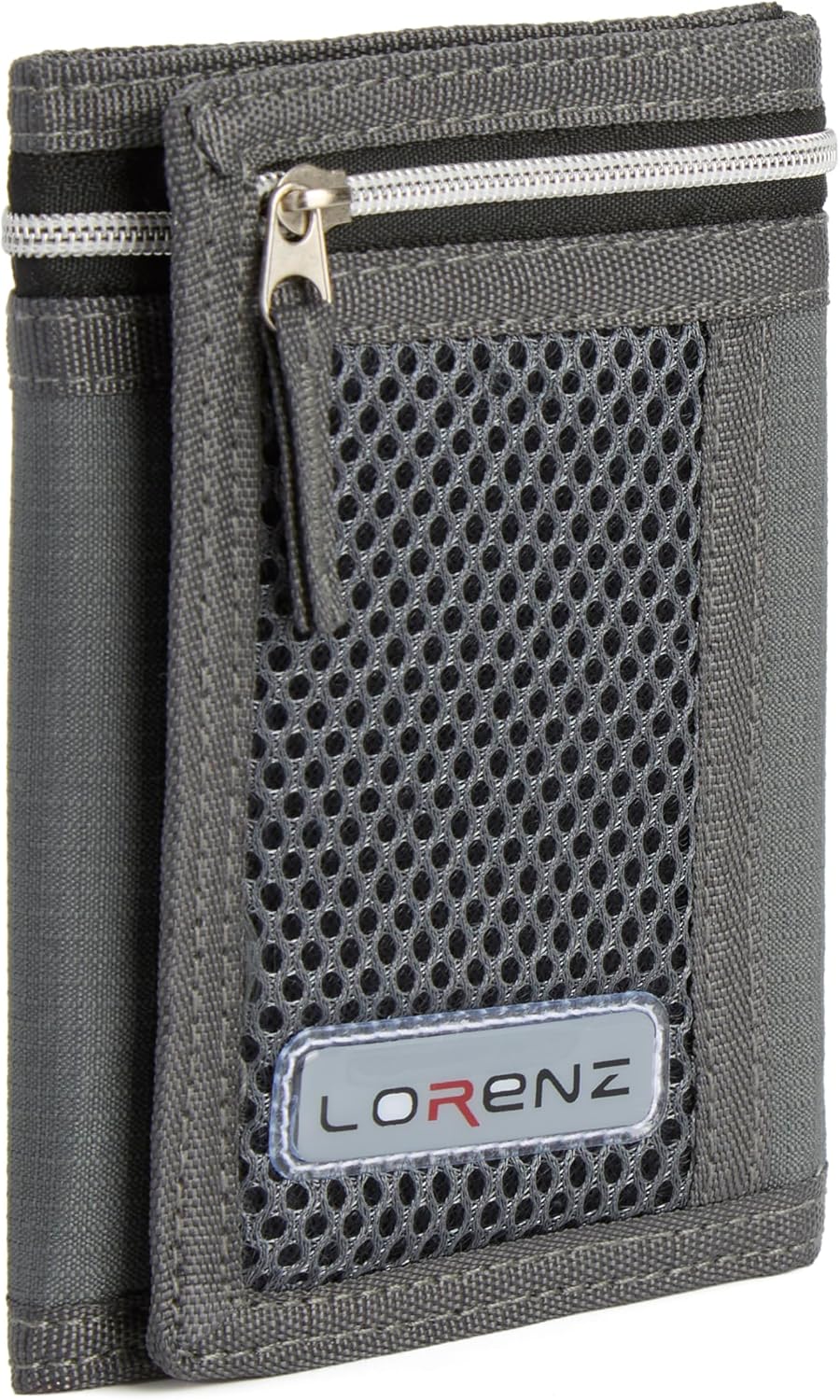 Sports Wallets for Boys, Trifold Men Canvas Wallet with Coin Pocket and Credit Card Holder, Waterproof Teenagers Folder Wallet with Chain, Hook or Classic Sport, Grey