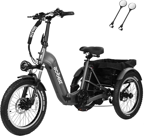 ACTBEST Triker Electric Bike, Peak 1200W Brushless Motor Folding Trike Ebike, 748.8Wh Removable Battery,Step-Thru 3 Wheel Electric Bicycle,20X3.0 Fat Tire Tricycle for Adults