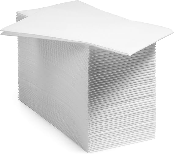 300-Pack BloominGoods Disposable Bathroom Napkins | Single-Use Classic Lite Linen-Feel Guest Towels, Made in USA | Cloth-Like Hand Towels, White, 12" x 17"