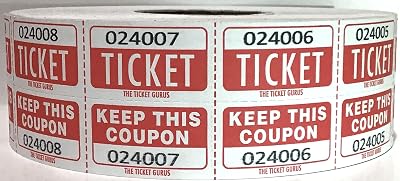 Easy Read Large Number Double Raffle Ticket Roll 2000 Easy Read Red
