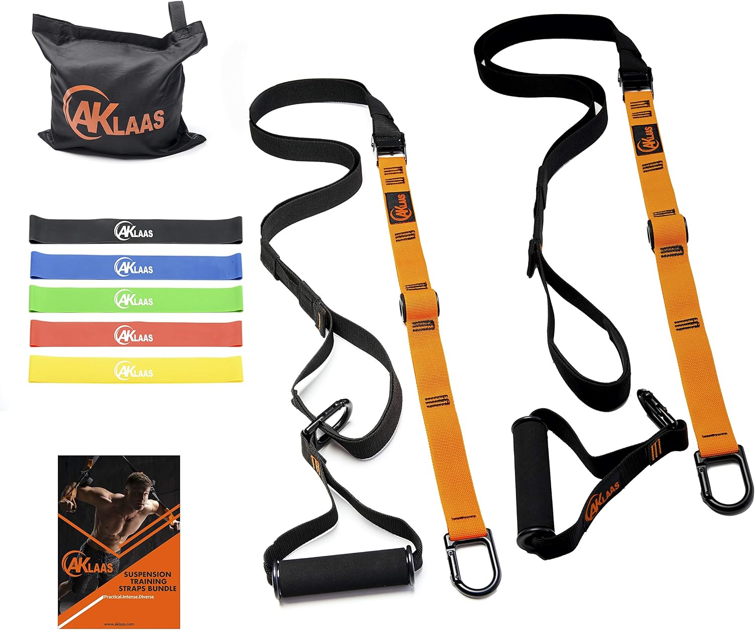 Bodyweight Suspension Trainer  Door Anchor 5 Exercise Loop Bands | Home Suspension System Training Straps | Exercise Booklet | Home&Travel
