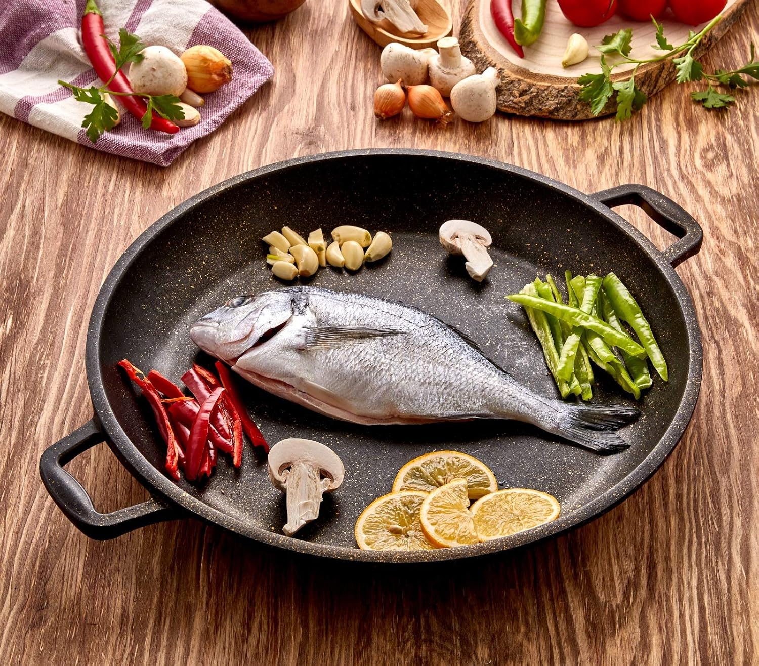 Iron Doküm Granit Izgara Tava 36 Cm