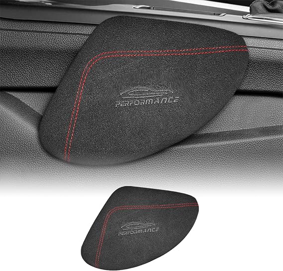 Suede Knee Cushion for Driver Universal | Soft Pad, Automotive Knee Side Cushion, Black Red Line