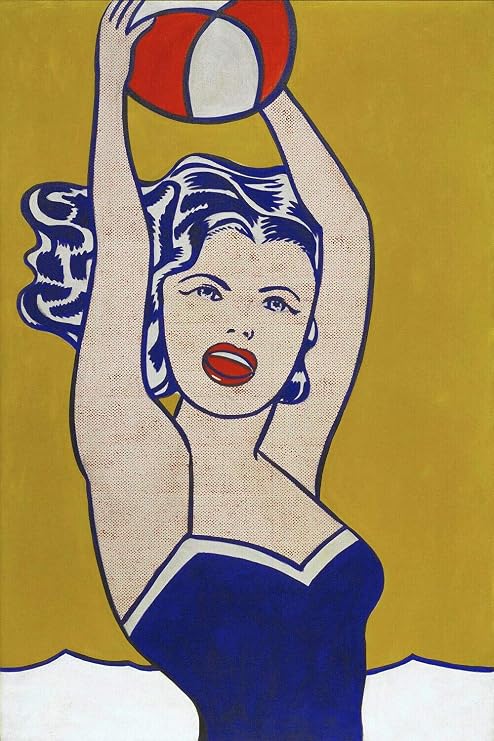 Roy Lichtenstein, Girl with Ball - Canvas OR Print Wall Art