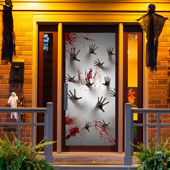 JOYIN Halloween Door Cover DecorationsIndoor Zombie Hands, Halloween Haunted House Decoration Window Door Cover, 72" x 30" Party Supplies Favors for Garage Wall
