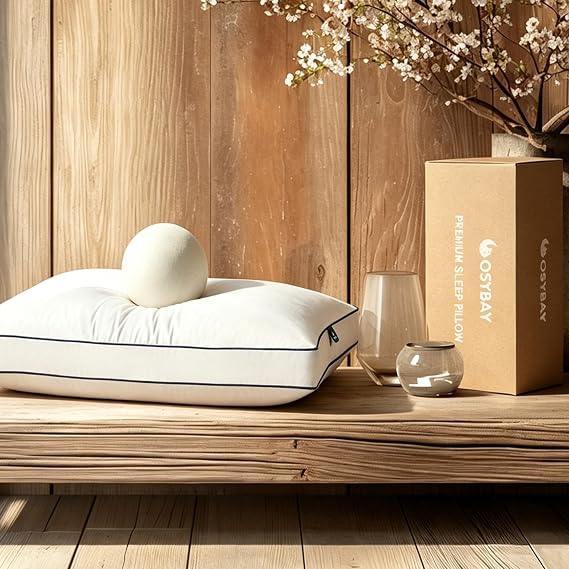 Goose Feather and Down Pillow Standard Size Set of 1, Luxury Bed Pillow