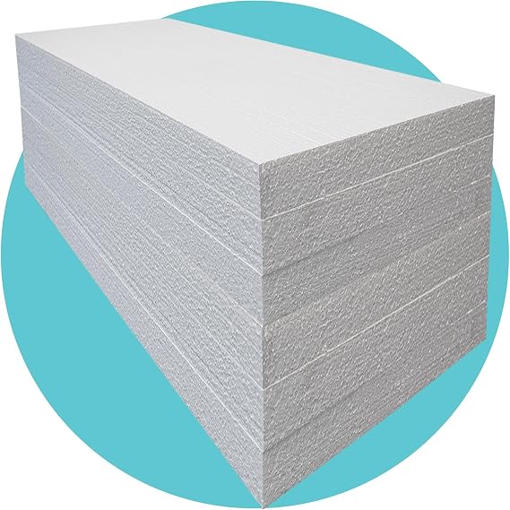 Triplast Expanded Polystyrene Foam Sheets EPS 70 (12 Sheets, 2400 x 1200 x 100mm Each) - BBA Certified Wall & Floor Insulation Board - Box Lining & Packaging Foam Board - White Blocks for DIY Projects