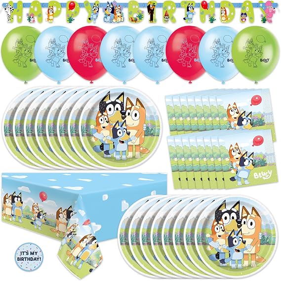 Bluey Birthday Decorations, Party Supplies with Balloons and Tablecloth