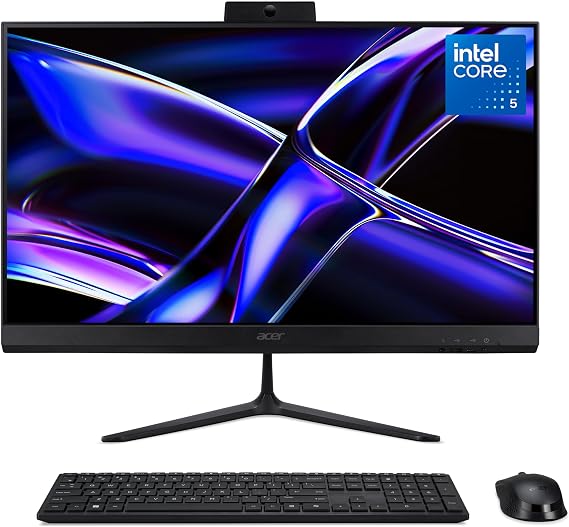 Acer Aspire C24-B All-in-One Desktop PC - Intel Core 5-120U, 16GB, 1TB SSD, Integrated Intel Graphics, 23.8" 120Hz Full HD Display, Windows 11, Black