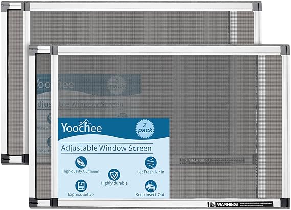 Expandable Window Screen, 2 Pack Adjustable Window Screen (15" H x 21" - 40" W) - Medium Replacement Window Screens with Frame, Durable Replacement Screen for Window