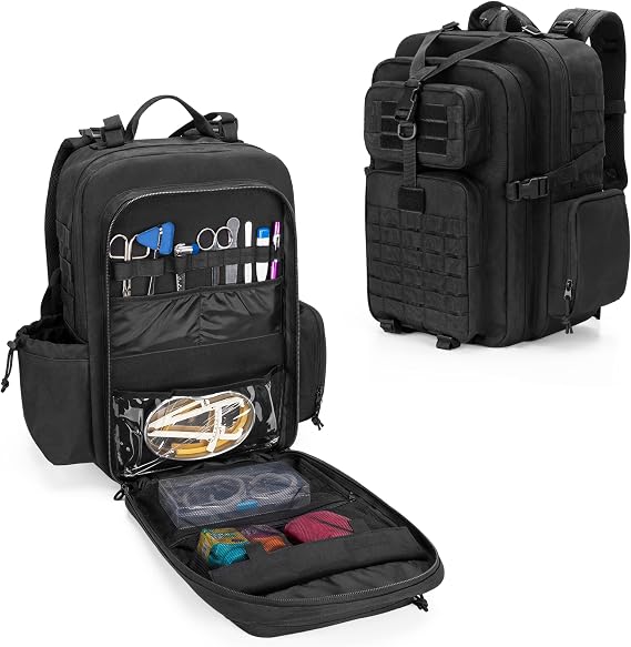 Damero Medical Tactical Backpack, Medical Supplies Bag with Top Y-Strap | First Aid Rucksack with Laptop Sleeve, Chest and Waist Buckets, Padded Breath Back, for Hiking, Trekking, Hunting, Camping