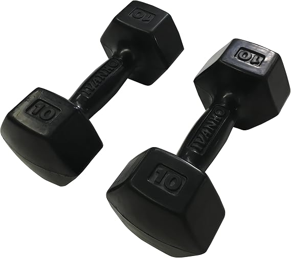 Ivanko Rubber Dumbbells, 10 lbs (PAIR)