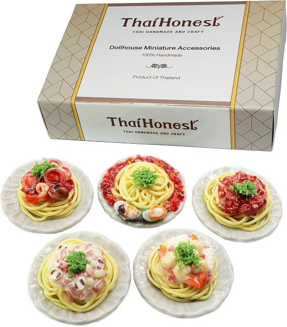 Mixed 5 Assorted Spaghetti Dollhouse Miniature Food,Tiny Food