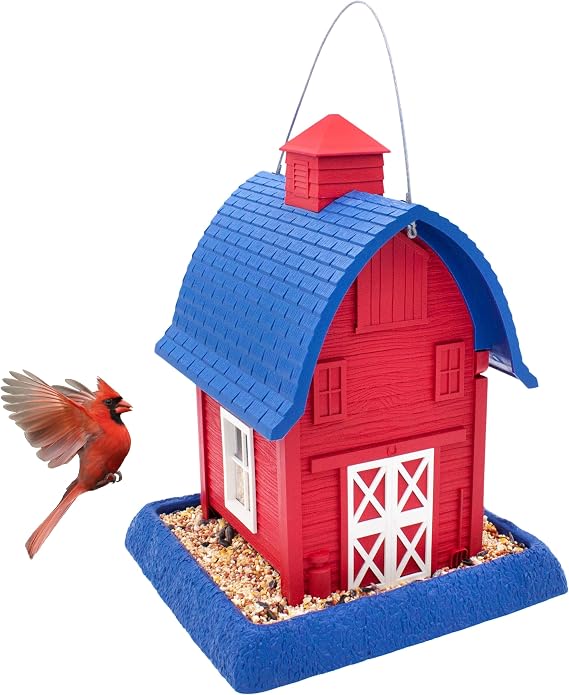 North States Village Collection - Americana Barn Bird Feeder: Hanging Bird Feeder for Outdoors, Holds 5 Pounds of Seed