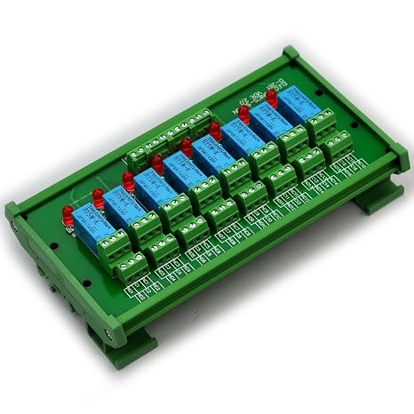 Electronics-Salon DIN Rail Mount 8 DPDT Signal Relay Interface Module. (Operating Voltage: DC 5V)