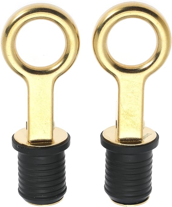 2 Pcs Boat Plug Snap Handle Boat Drain Plug Rubber Plugs with Brass/Stainless Steel Handle Marine Twist Plug Boat Accessories