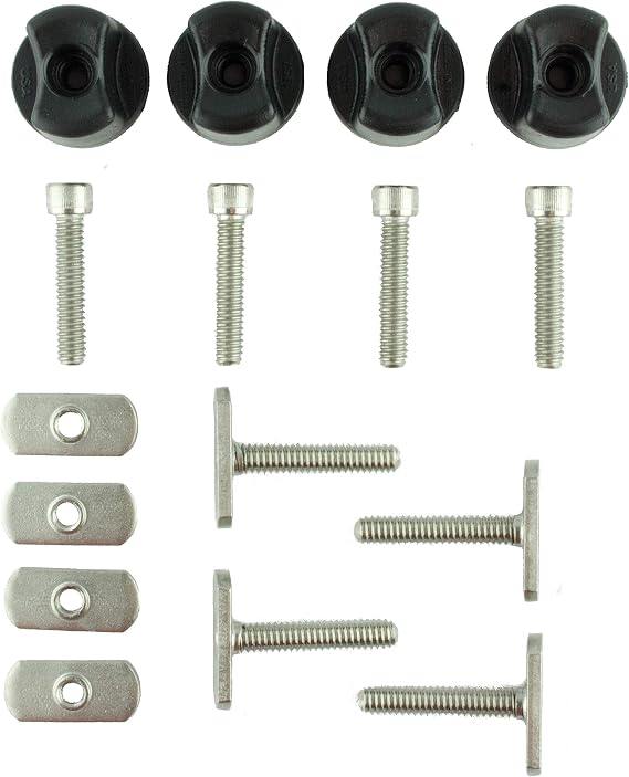 YakAttack GearTrac Hardware Assortment Kit 1/4-20 Thread | Includes Convertible Knobs, MightyBolts, Track Nuts & Cap Screws | Compatible with Most Kayak Track Systems | Made in USA
