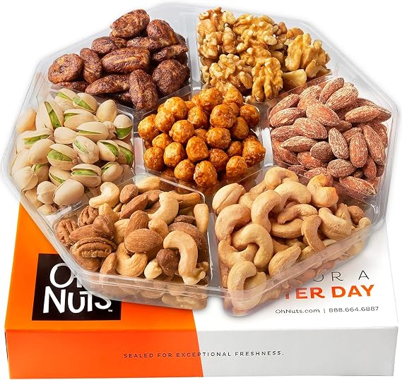 Oh! Nuts Freshly Roasted Holiday Nuts Gift Basket, Nut Gift Tray 6-section Medium Gift Tray by Oh! Nuts®