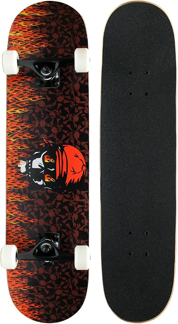 KPC Complete Skateboard - Pro Style Quality - Maple 7-Ply Deck, Aluminum Trucks, Urethane Wheels, Precision Bearings - The Perfect Beginners First Board