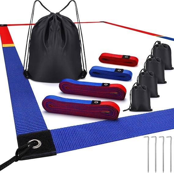 26.3' x 52.6' Beach Volleyball Lines, Volleyball Court Lines with Metal Anchors & SandBags, Highly Visible Boundary Line Set, Court Size Volley Ball Sand Line for Sand Outdoor Grass Backyard