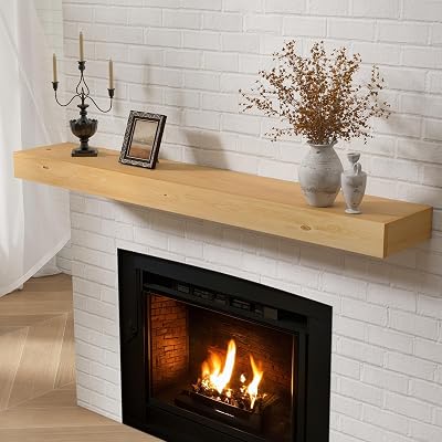 Dreamland Fireplace Mantel - Wall-Mounted Mantles for Over Fireplace - Farmhouse Fireplace Mantle Shelves - Handcrafted Wood Fireplace Mantels - Floating Fireplace Mantel 48 X 8 X 3 - Natural