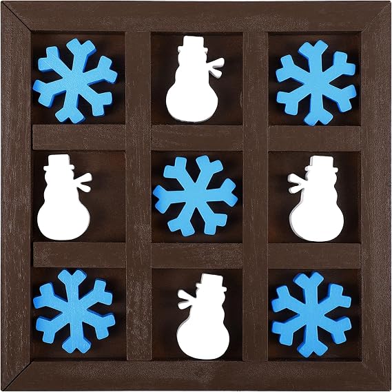 Cinnvoice Christmas Wooden Tic Tac Toe Games Winter Table Board Games