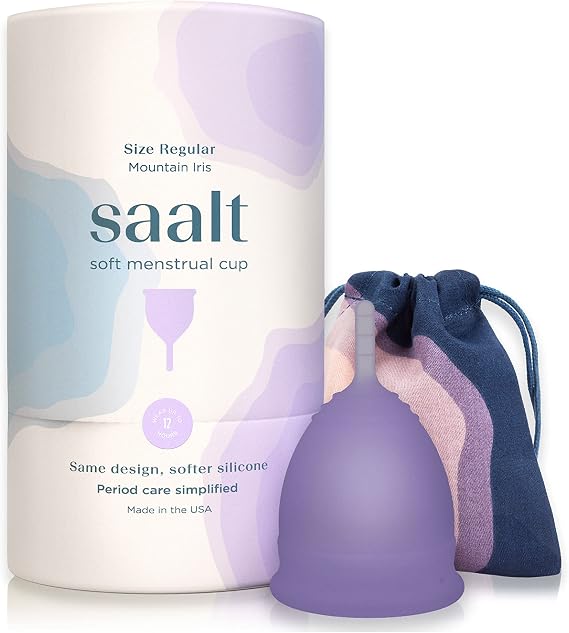 Saalt Soft Menstrual Cup, Reusable Period Cup with Carry Bag
