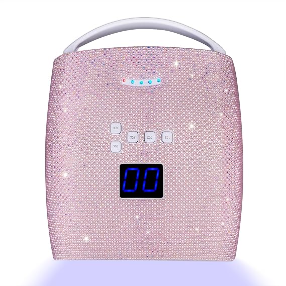 48W Cordless UV LED Nail Lamp,Rechargeable Gel Nail Dryer with Handle Nail Art Manicure Tools for Home and Salon (Pearl Pink Diamond)