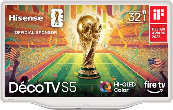Hisense 32-Inch S5 DecoTV Series Hi-QLED FHD Smart Fire TV (32S5QF) - Versatile Fit, Hi-QLED Color, Art-Inspired Design, Fluid Central Stand, DTS Virtual: X, Stream Live TV Without Cable