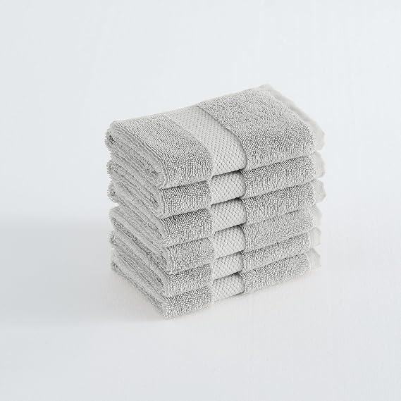 Turkish Cotton Towels Grey Cotton 6-Piece 6 Pack Wash Cloth, Solid Color Themed, for Men and Women, Oeko-TEX Certified Confidence
