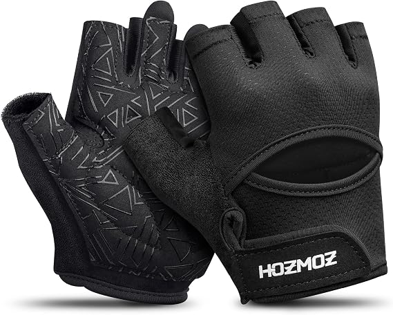 HOZMOZ Ventilated Weight Lifting Gloves, Thick Padded Workout Gym Gloves with Full Palm Protection & Grip & Shock Absorption for Women & Men's Fitness Exercise Training