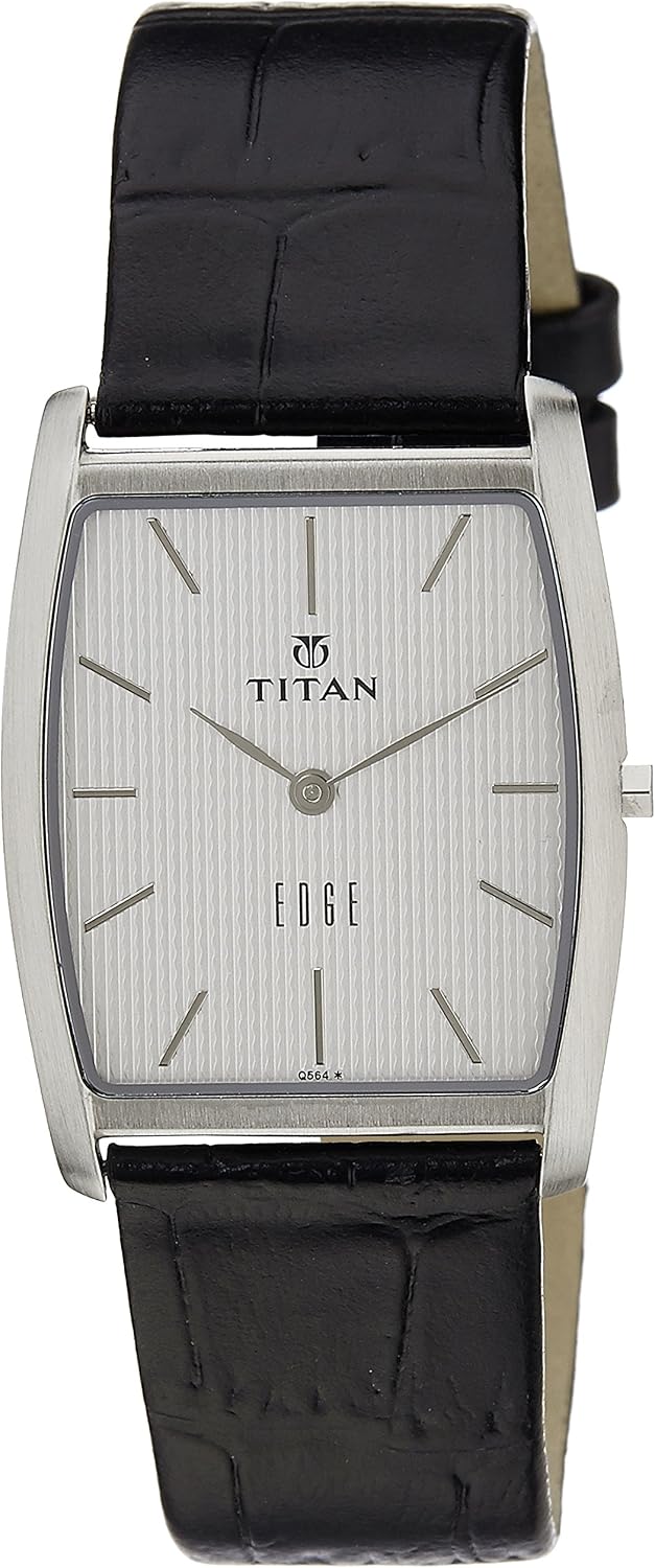Titan Men&amp;amp;#39;s Edge Mineral Quartz Glass Slim Analog Wrist Watch- Ultra Slim with Metal, Leather Strap
