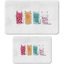 Cute Design Microfiber Set of 2 Bath Mat, Anti-Slip Base, Machine Washable (40x60_50x80)