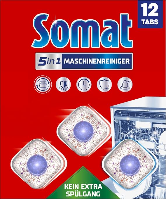 Somat 5-in-1 machine cleaner (12 tabs), anti-limescale dishwasher cleaner