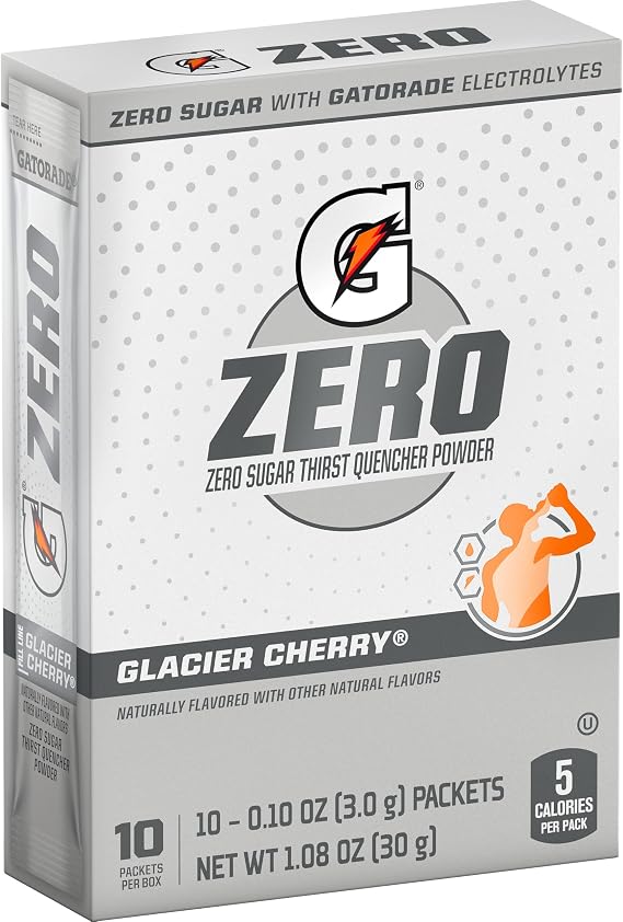 Gatorade G Zero Powder, Glacier Cherry, 0.10oz Packets 120 Pack