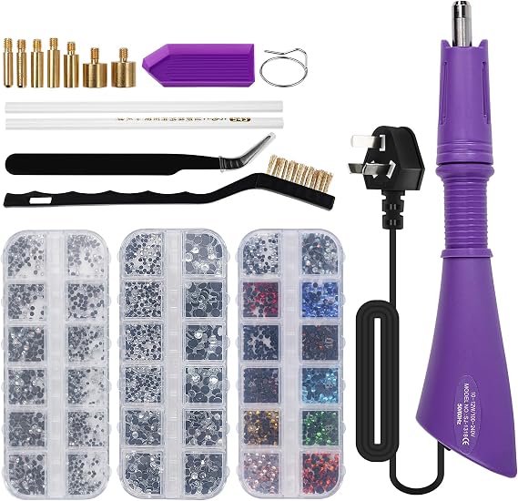 Hotfix Rhinestone Applicator Kit - Professional Bedazzling Tools with 1500+ Gems for Clothes, DIY Crafts & Textiles (Purple Wand, Storage Bag)