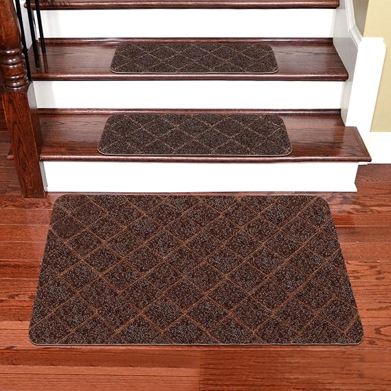 Seloom Self-Adhesive Carpet Stair Treads Non Slip Stair Rugs/Covers Landing Mat, Door Mat (24x36 Inch, 1Piece, Brown2)