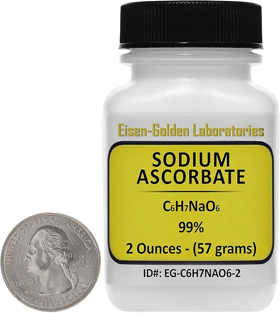 Sodium Ascorbate [C6H7NaO6] 99% USP Food Grade Powder 2 Oz in a Bottle