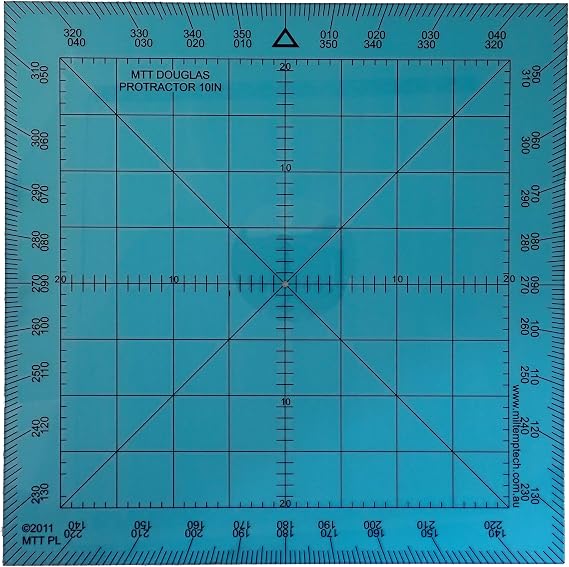 Douglas Protractor Graduated in Degrees for Angle Measurements and map Plotting for Outdoor, Marine or air Navigation with map and Compass, Hiking, Orienteering and Survival