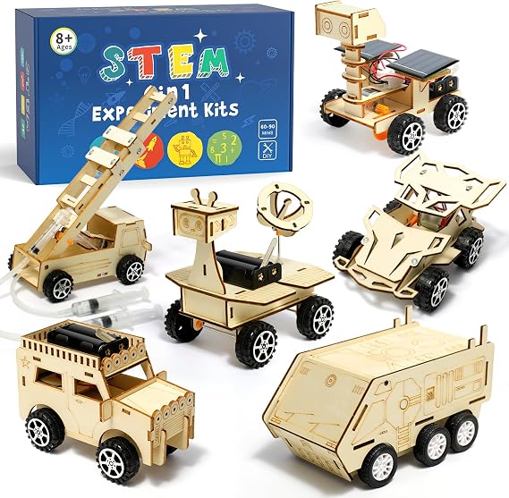 STEM Toys Age 8+, Wooden Cars Science Experiments kits for Kids(6 Pack Set)