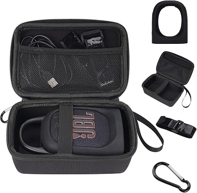 YouKnow Silicone Cover and Travel Case for JBL Clip 5 Ultra Portable Bluetooth Speaker, with Removable Strap Attach to Bike Golf Cart Boat Silicone Cover and Travel Case Black
