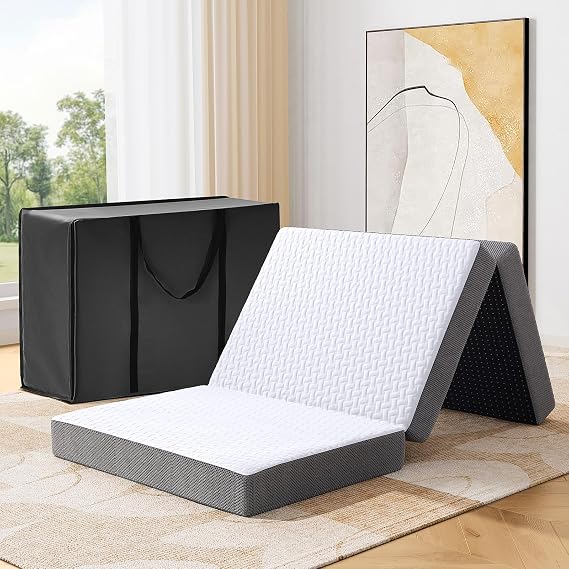 Foldable Folding Mattress King, Tri-fold Memory Foam Mattress,135x190x10cm