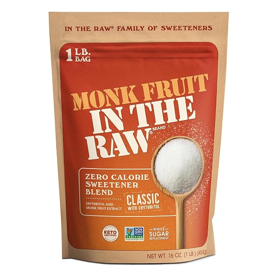 Monk Fruit In The Raw, Sweetener Bag, 1 LB | Keto Certified Monk Fruit Sweetener, Perfect Substitute for Raw Cane Sugar, Good for Baking, Zero Net Carbs, Zero Calories