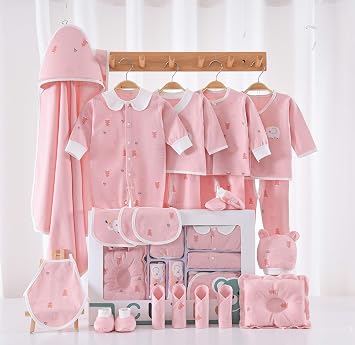 New Born Babies Gift Set 19 Pieces - Baby Girl Stuff Pure Cotton Clothing Set - Casual New Born Baby Clothes Set | Newborn Girl Clothes